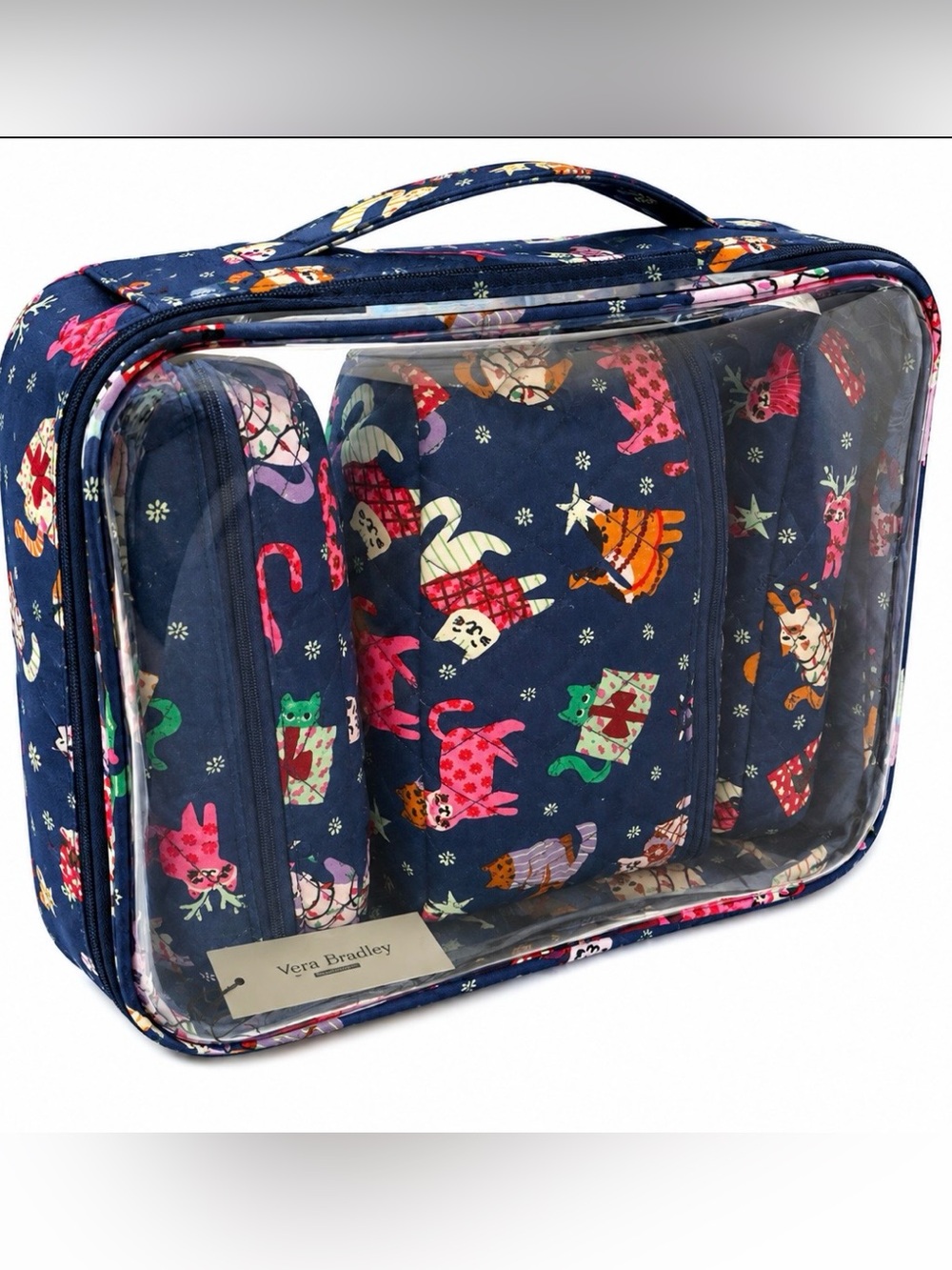 Vera Bradley Catnip Christmas Cosmetic Travel Set 4 piece